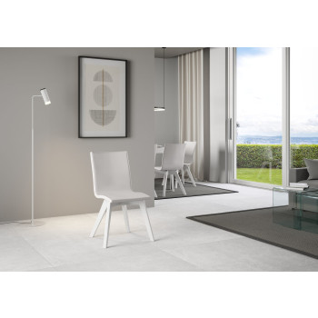 Stühle - Trudy Stuhl mit weißen Beinen und weißem Kissen 01