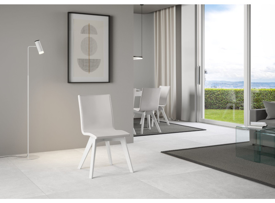 Stühle - Trudy Stuhl mit weißen Beinen und weißem Kissen 01