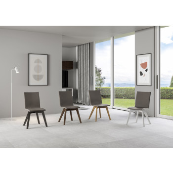 Stühle - Trudy Stuhl mit weißen Beinen und taubengrauem Kissen, 52 cm