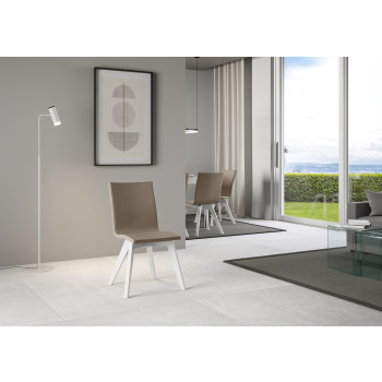 Stühle - Trudy Stuhl mit weißen Beinen und taubengrauem Kissen, 52 cm