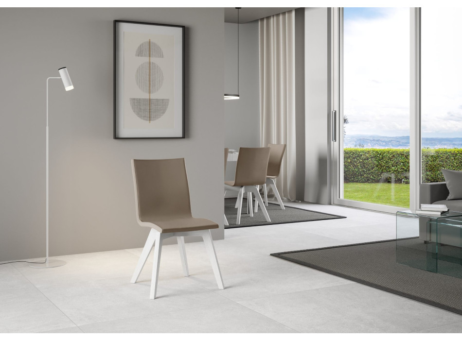 Stühle - Trudy Stuhl mit weißen Beinen und taubengrauem Kissen, 52 cm