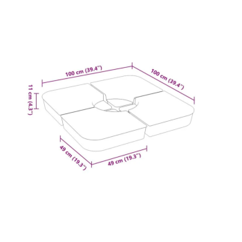4-teiliges Sonnenschirmständer-Set mit 100 kg PP-Kreuzstütze