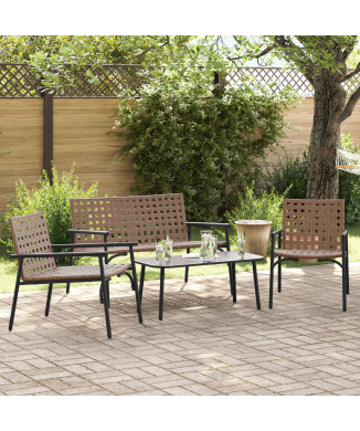 Braunes ERGONOM-Essset für den Außenbereich.