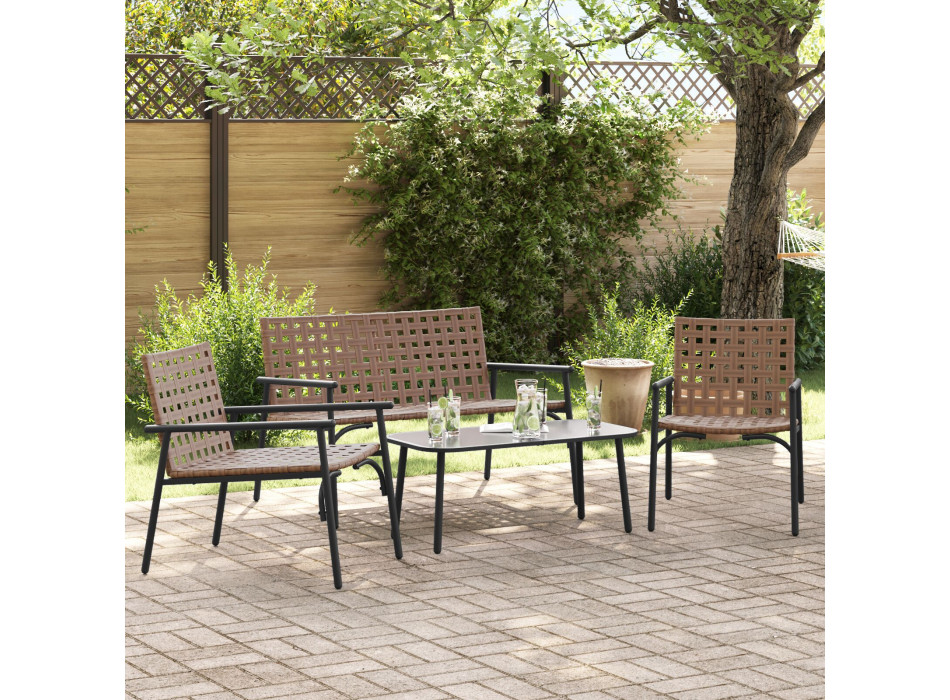 Braunes ERGONOM-Essset für den Außenbereich.