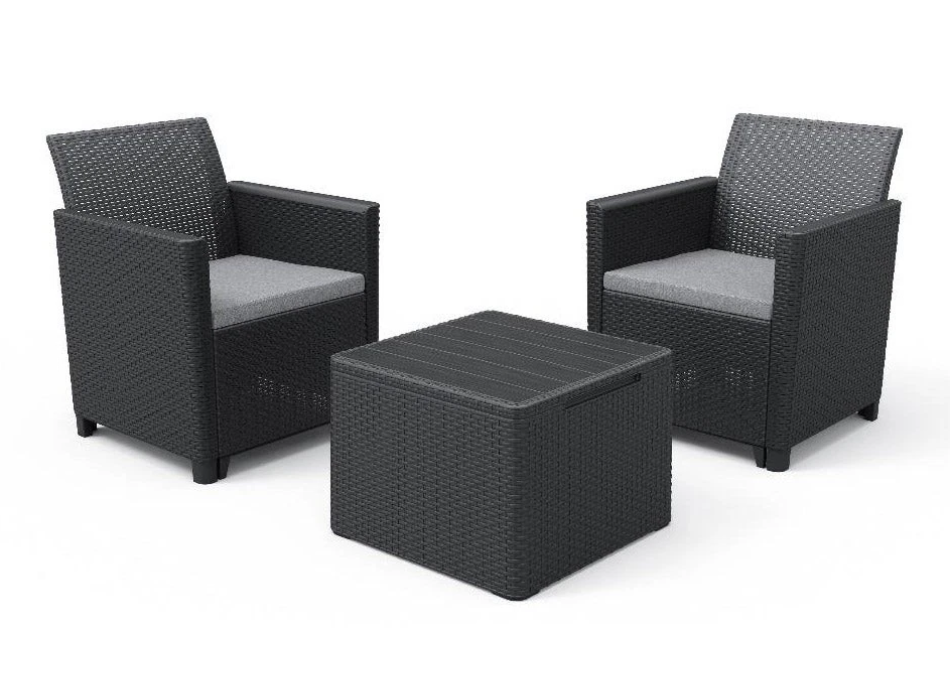 KETER CLAIRE BALKON-SET Garten-Couchtisch und 2 Sessel