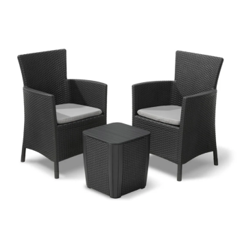 KETER IOWA BALKON-SET Garten-Couchtisch und 2 Sessel