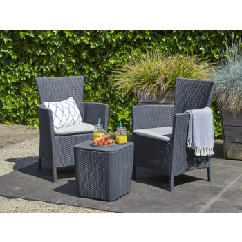 KETER IOWA BALKON-SET Garten-Couchtisch und 2 Sessel