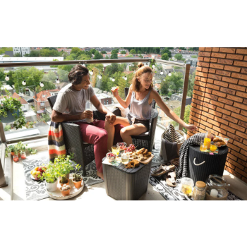 KETER IOWA BALKON-SET Garten-Couchtisch und 2 Sessel