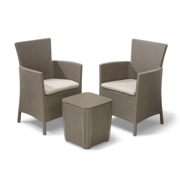 KETER IOWA BALKON-SET Garten-Couchtisch und 2 Sessel