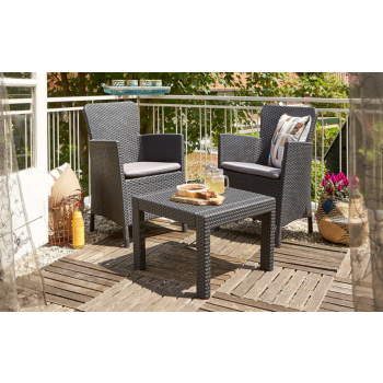 SALVADOR BALKON-SET KETER Garten-Couchtisch und 2 Sessel