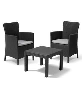 SALVADOR BALKON-SET KETER Garten-Couchtisch und 2 Sessel