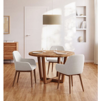 Set aus rundem Nahla-Tisch + Konna-Stühlen 