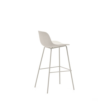 Altea Hocker in Beige mit Stahlbeinen und beiger Lackierung, 75 cm