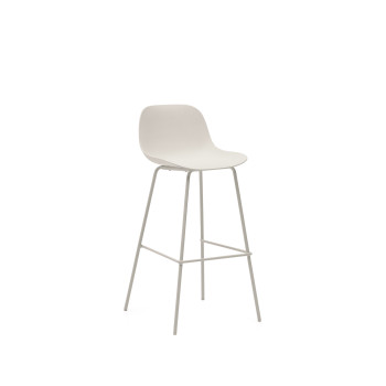 Altea Hocker in Beige mit Stahlbeinen und beiger Lackierung, 75 cm
