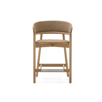 Arinella Hocker aus massivem Akazienholz mit natürlichem Finish und beigem Seil 65 cm FSC 100%