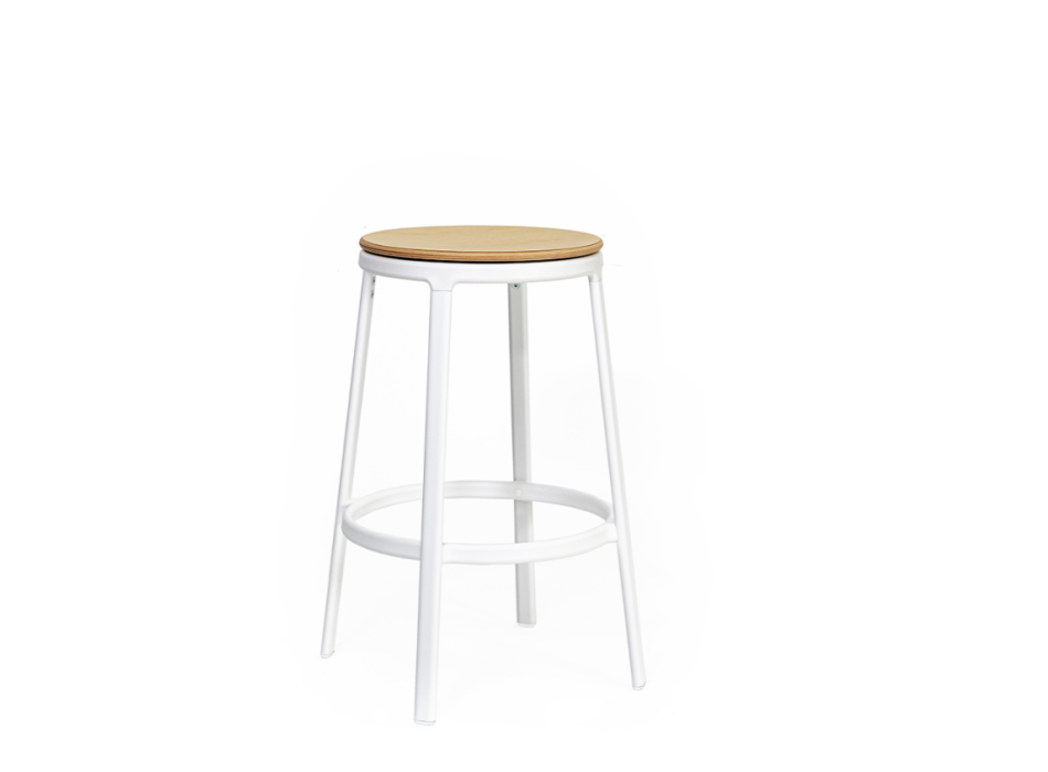 ROUND&ROUND - INFINITI Drehbarer Küchenhocker mit Holzsitz