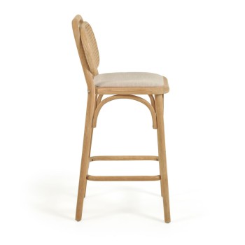 Hocker Doriane, Eiche massiv, naturbelassen, Sitz gepolstert, 65 cm