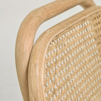 Hocker Doriane, Eiche massiv, naturbelassen, Sitz gepolstert, 65 cm