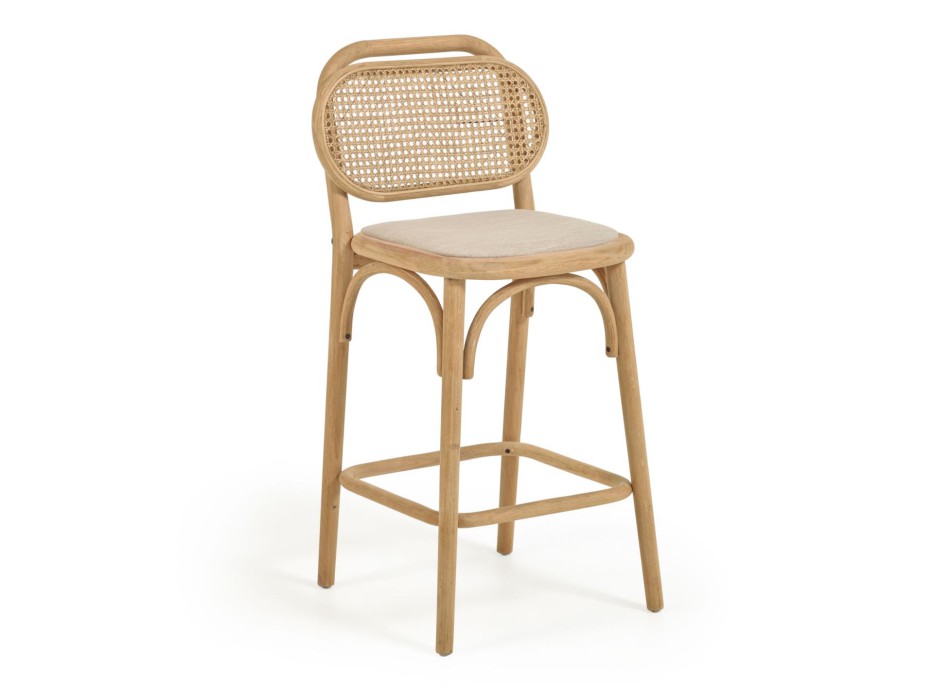 Hocker Doriane, Eiche massiv, naturbelassen, Sitz gepolstert, 65 cm