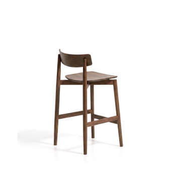 Evera-Hocker mit Rückenlehne aus Eichenfurnier und Lackierung