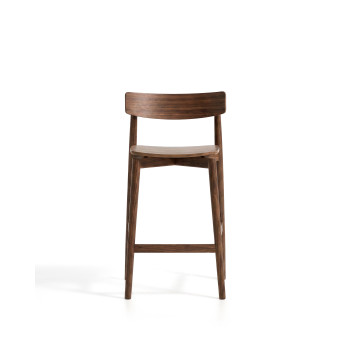Evera-Hocker mit Rückenlehne aus Eichenfurnier und Lackierung