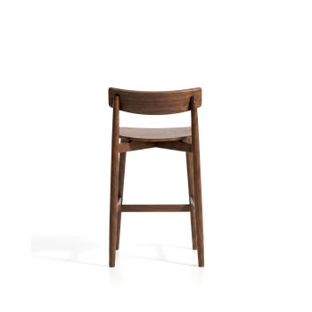 Evera-Hocker mit Rückenlehne aus Eichenfurnier und Lackierung