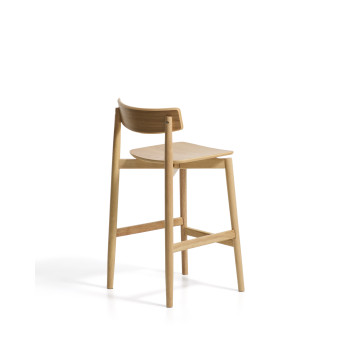 Evera-Hocker mit Rückenlehne aus Eichenfurnier und Lackierung
