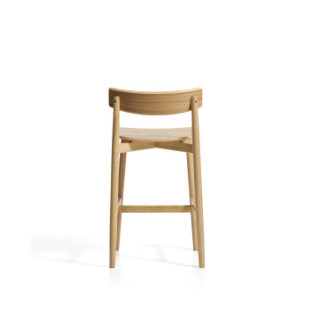Evera-Hocker mit Rückenlehne aus Eichenfurnier und Lackierung