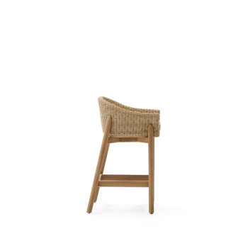 Galea Hocker aus massivem Teakholz und synthetischem Rattan 65 cm FSC 100%
