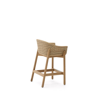 Galea Hocker aus massivem Teakholz und synthetischem Rattan 65 cm FSC 100%
