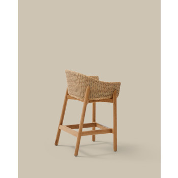 Galea Hocker aus massivem Teakholz und synthetischem Rattan, 65 cm, FSC 100%