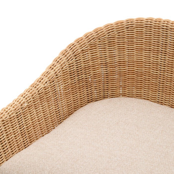 Galea Hocker aus massivem Teakholz und synthetischem Rattan 65 cm FSC 100%