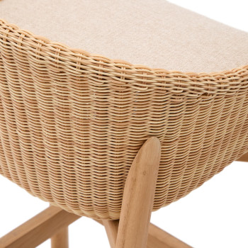Galea Hocker aus massivem Teakholz und synthetischem Rattan 65 cm FSC 100%