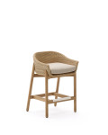 Galea Hocker aus massivem Teakholz und synthetischem Rattan 65 cm FSC 100%