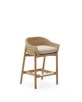 Galea Hocker aus massivem Teakholz und synthetischem Rattan, 75 cm FSC 100%