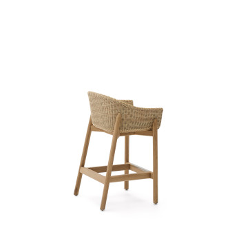 Galea Hocker aus massivem Teakholz und synthetischem Rattan, 75 cm FSC 100%