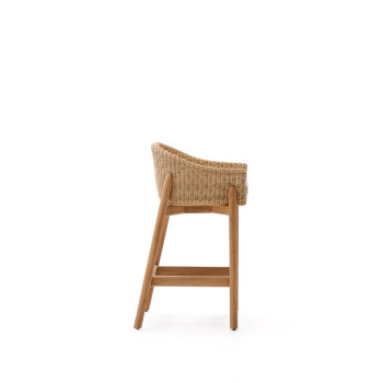 Galea Hocker aus massivem Teakholz und synthetischem Rattan, 75 cm FSC 100%