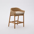 Galea Hocker aus massivem Teakholz und synthetischem Rattan, 75 cm FSC 100%