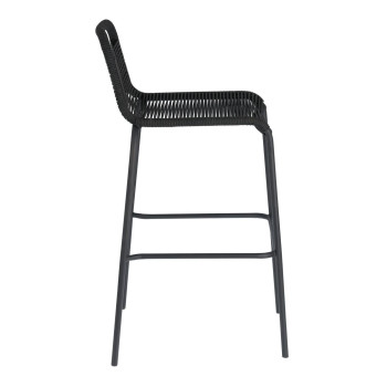 Lambton-Hocker aus schwarzem Seil und schwarz lackiertem Stahl, Höhe 74 cm