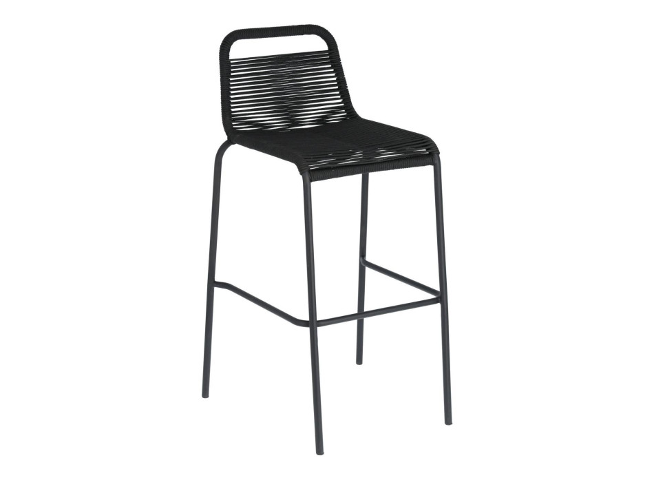 Lambton-Hocker aus schwarzem Seil und schwarz lackiertem Stahl, Höhe 74 cm