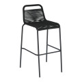 Lambton-Hocker aus schwarzem Seil und schwarz lackiertem Stahl, Höhe 74 cm, ANGEBOT