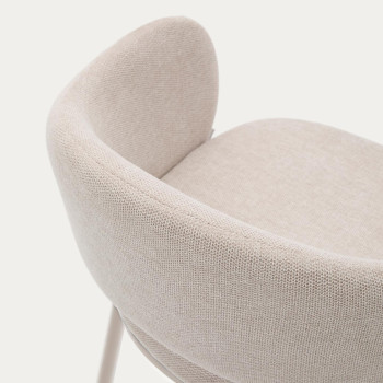 Maina Hocker aus beigem Chenille und Stahlbeinen mit beigem Finish FSC Mix Credit 65 cm