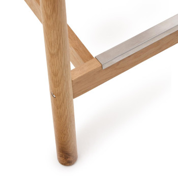 Yalia Hocker mit Rückenlehne aus massivem Eichenholz mit natürlichem Finish FSC 100% und Sitz aus Kordel