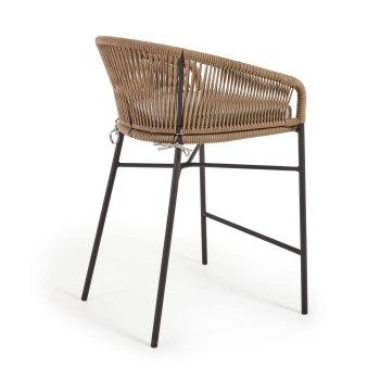 Hocker Yanet aus beigem Seil, Höhe 65 cm, beige, Höhe 65 cm