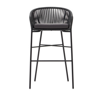 Yanet-Hocker aus schwarzem Seil, Höhe 80 cm