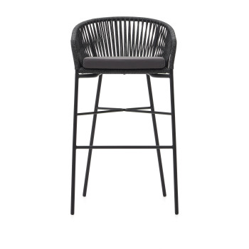 Yanet-Hocker aus schwarzem Seil, Höhe 80 cm