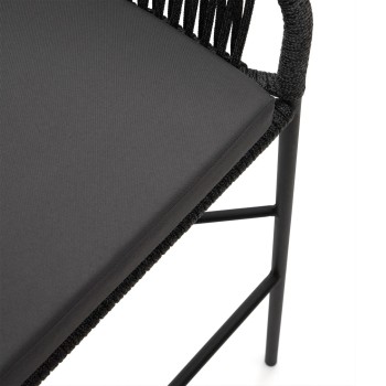Yanet Hocker aus schwarzem Seil, Höhe 80 cm