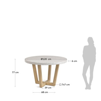 Shanelle tavolo rotondo in terrazzo bianco Ø 120 cm