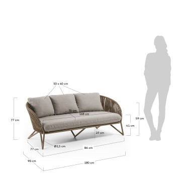 Sofa Branzie 3 Quadrate mit braunem Blatt 180 cm