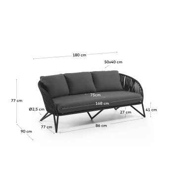 Sofa Branzie 3 Quadrate mit schwarzer Ecke 180 cm